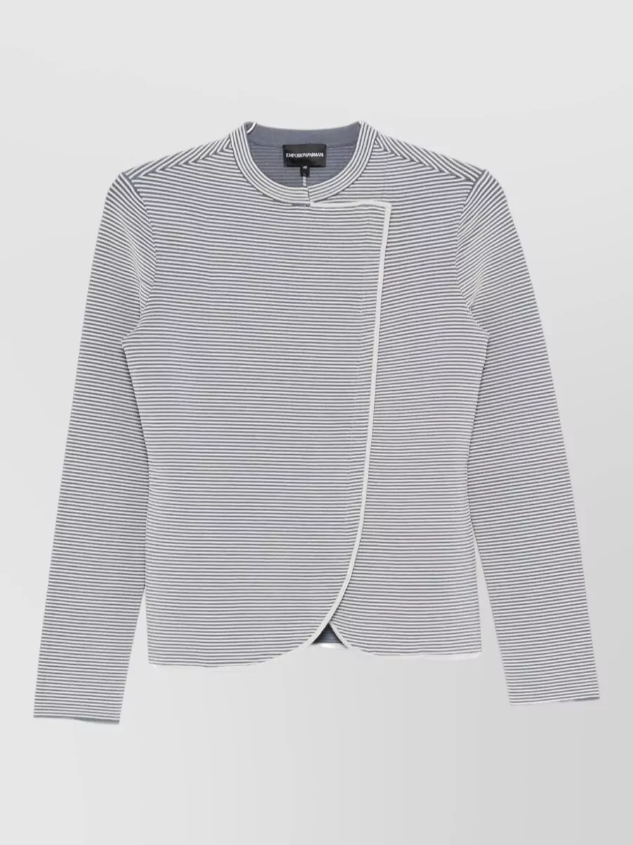 Emporio Armani striped round neck long sleeve blazer