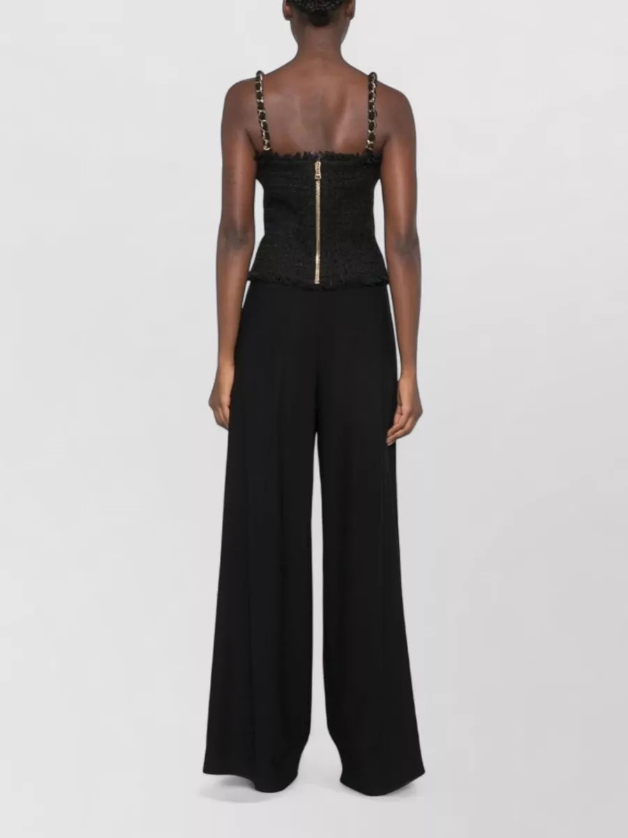 Balmain Sweetheart Neck Tweed Blouse