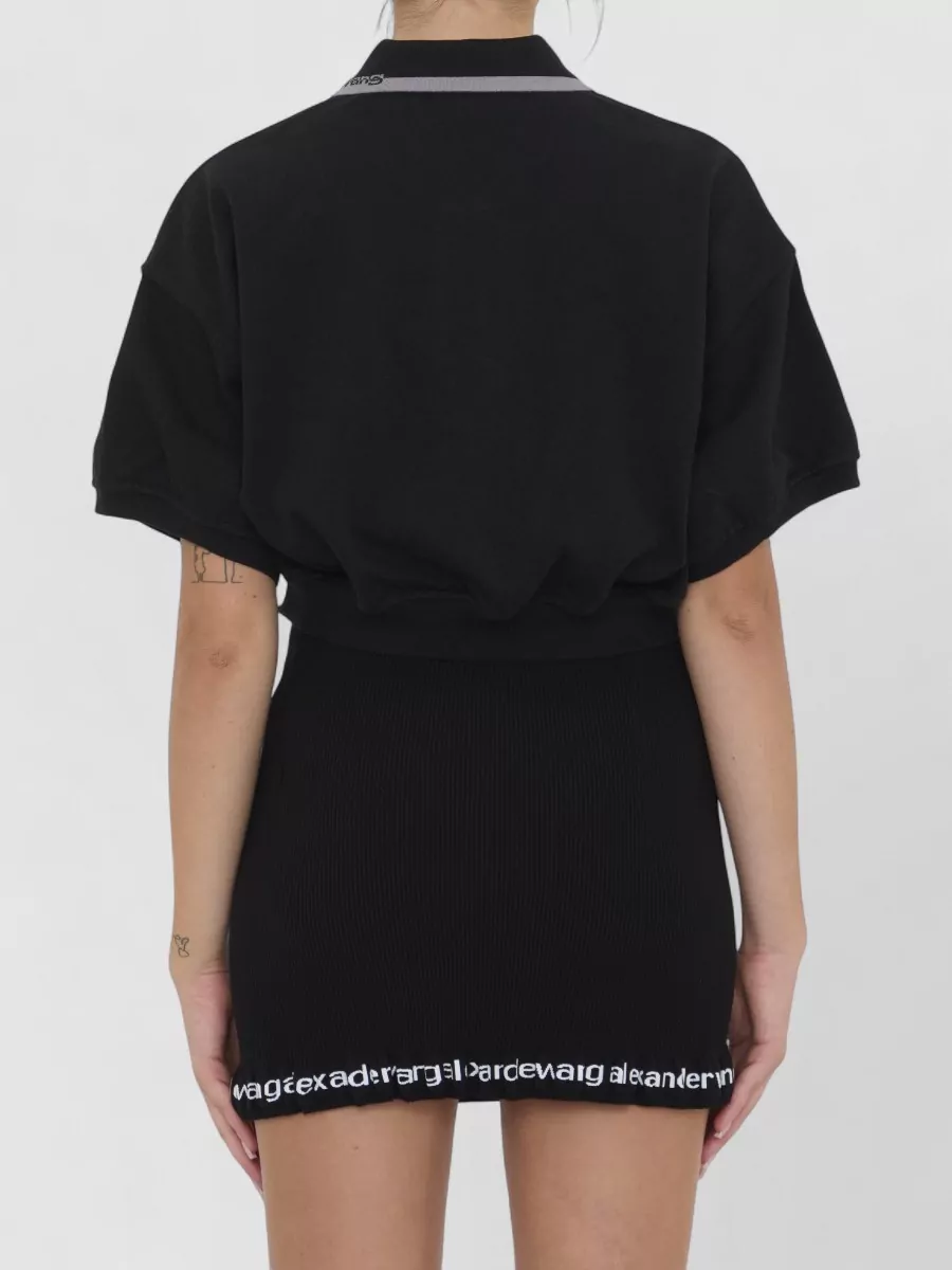 Alexander Wang Cropped Cotton Short-Sleeve Polo Top