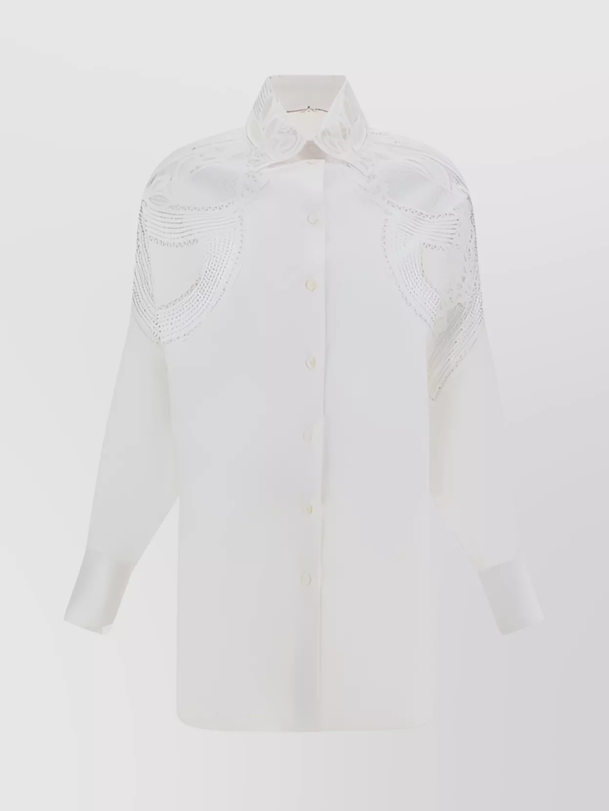 Shop Ermanno Scervino Cotton Lace Detail Oversized Shirt