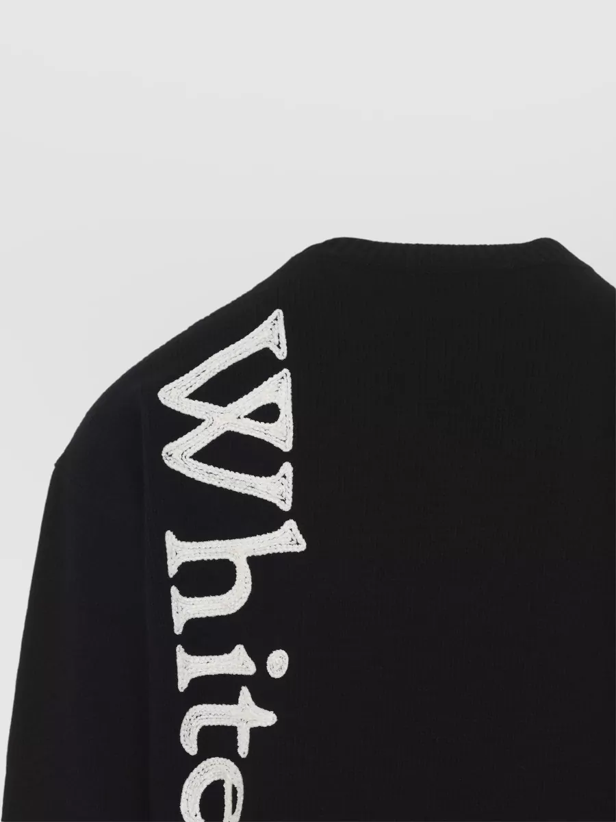 Off-White Wool Logo-Intarsia Crewneck Sweater