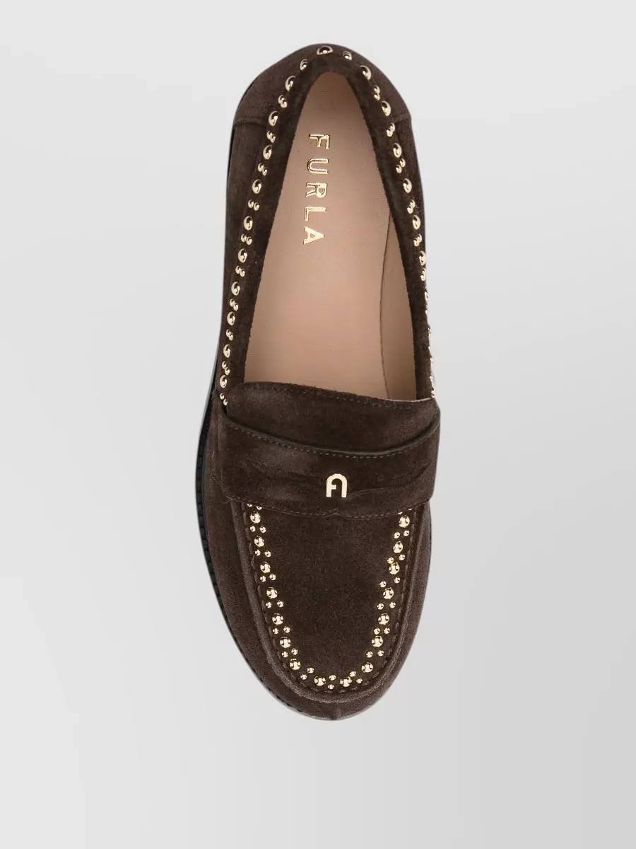 Furla Leather Studded Loafers