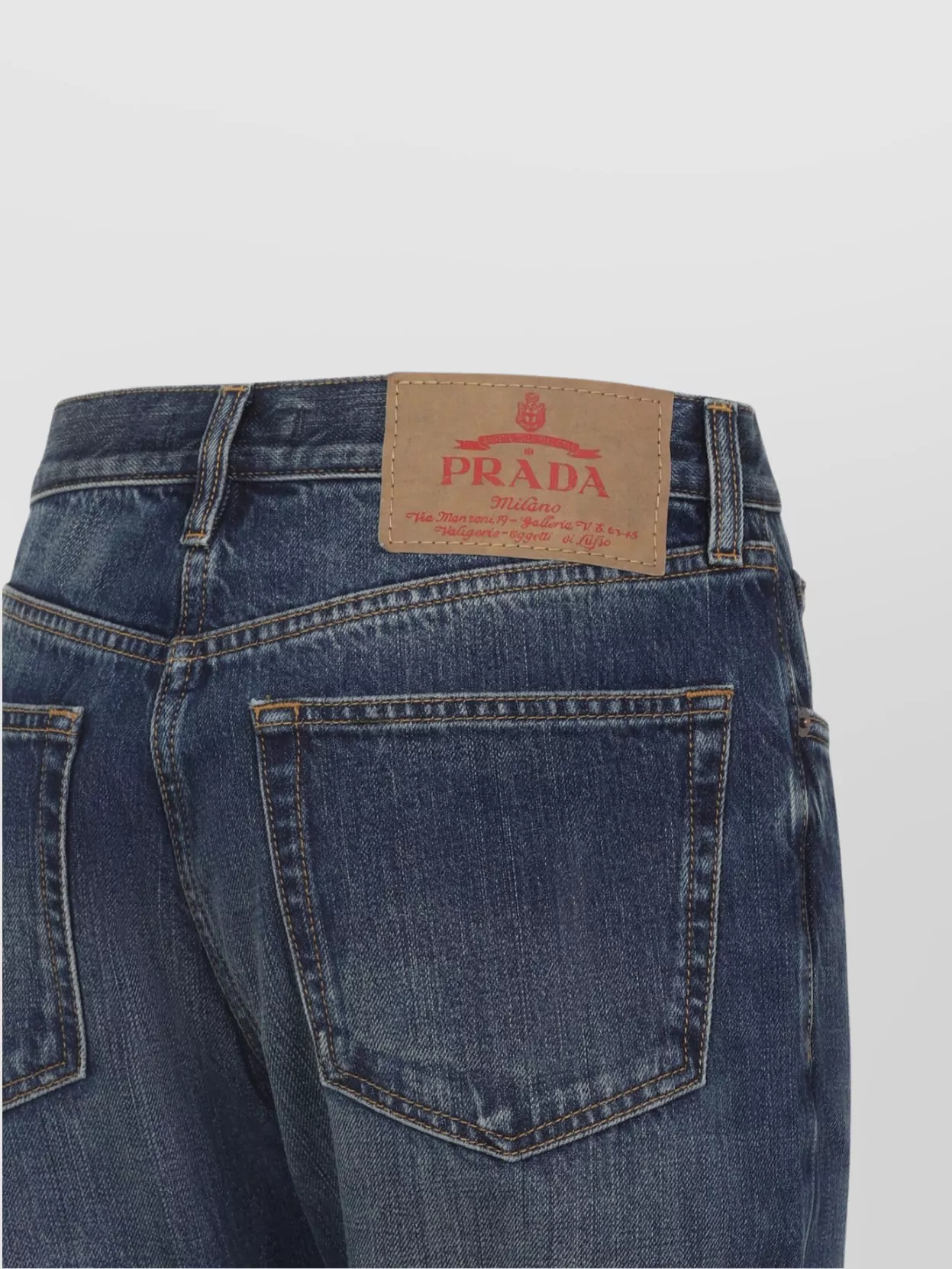 Prada Low-Waist Tapered Bleached Denim Trousers