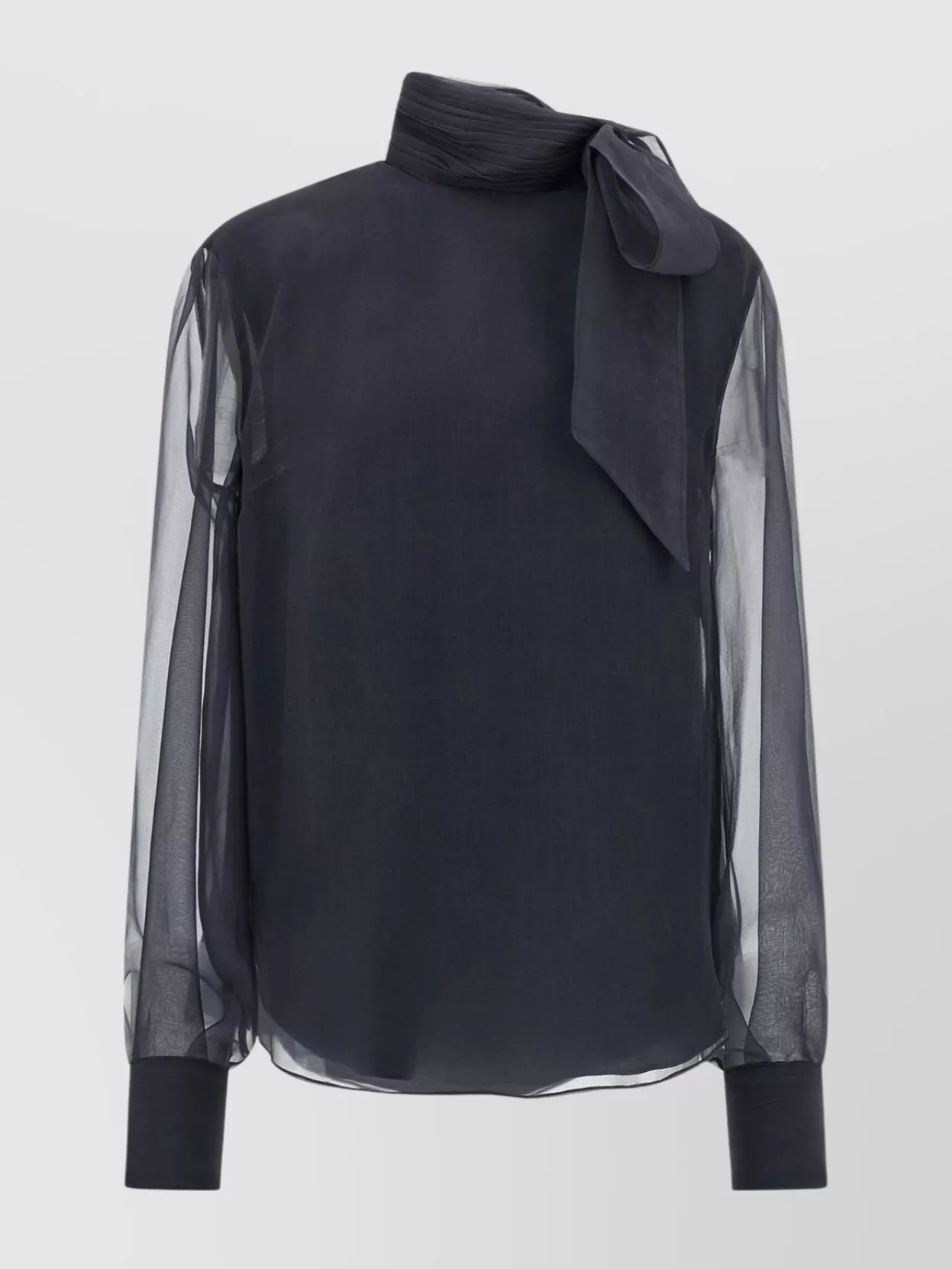 Brunello Cucinelli Crispy Silk Blouse Shirt And Blouse Gray In Black