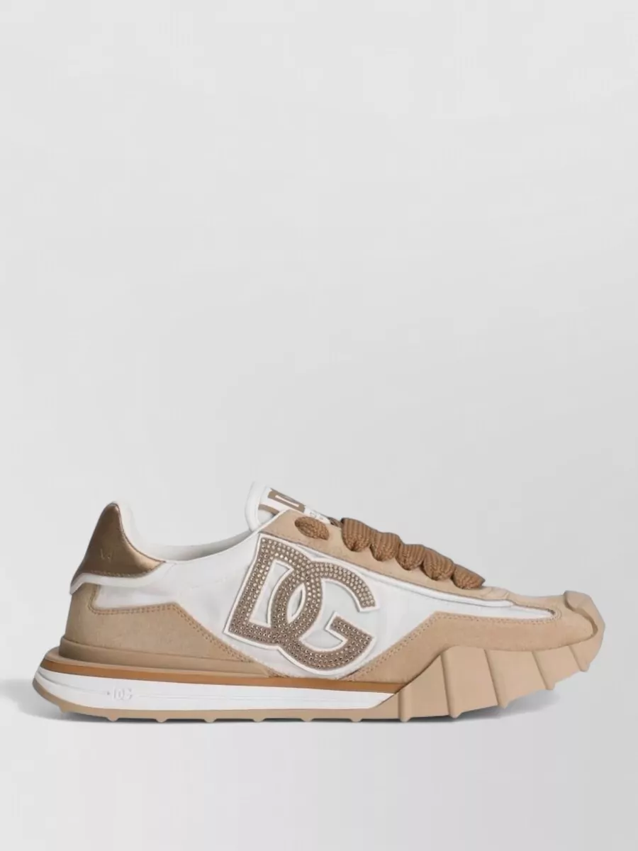Dolce&Gabbana Leather Rhinestone Low-Top Sneakers