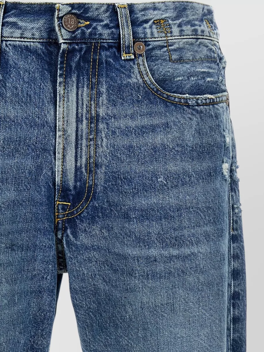 R13 Distressed Straight-Leg Boyfriend Jeans