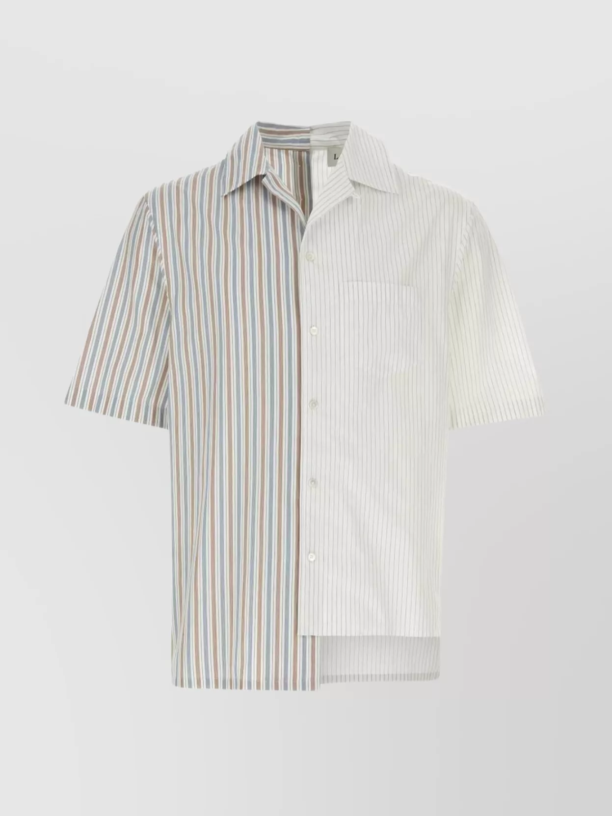 Shop Lanvin Embroidered Collar Striped Shirt In White