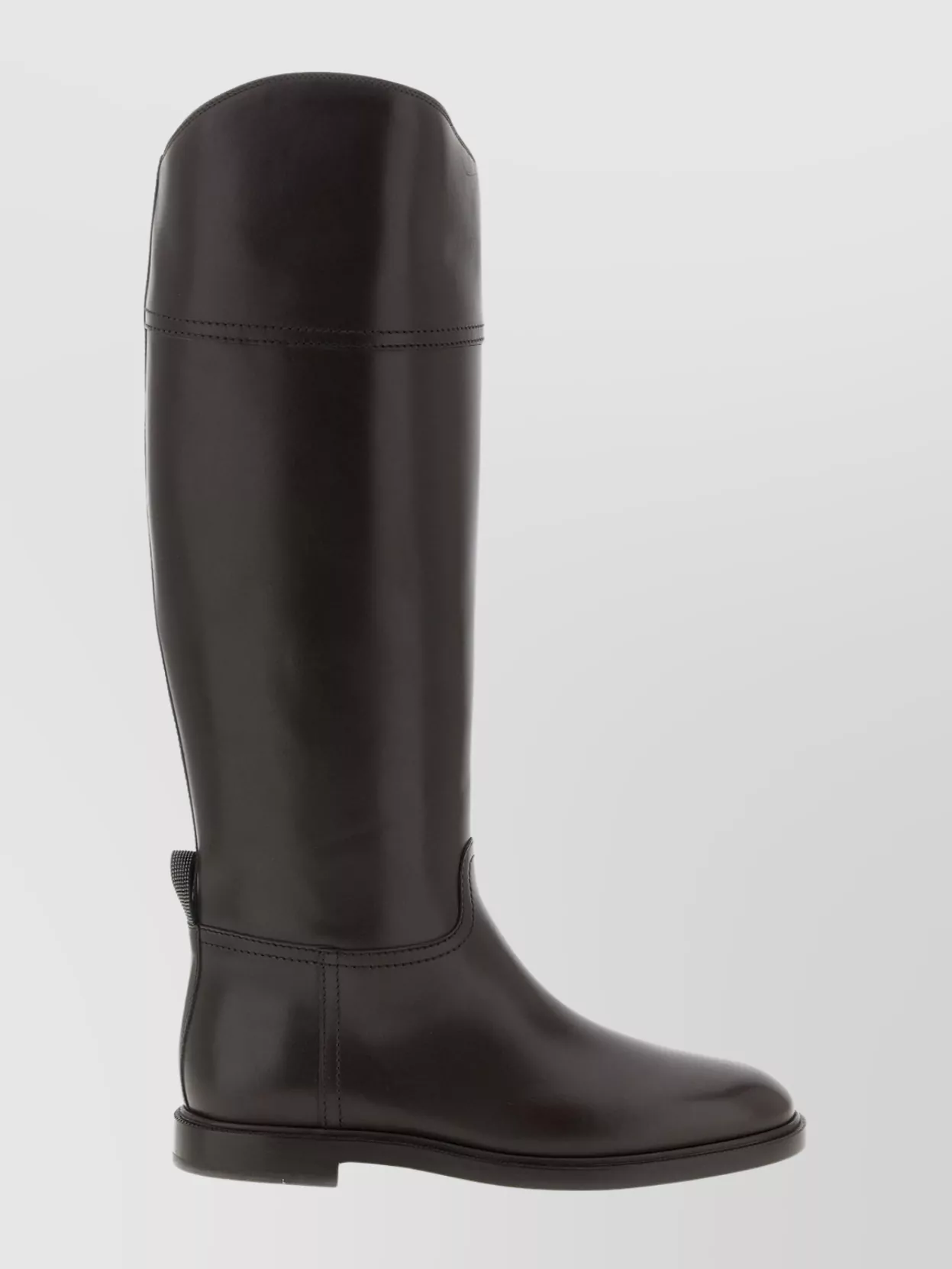 Brunello Cucinelli Knee-high Leather Monile Pull Tab Boots In Black