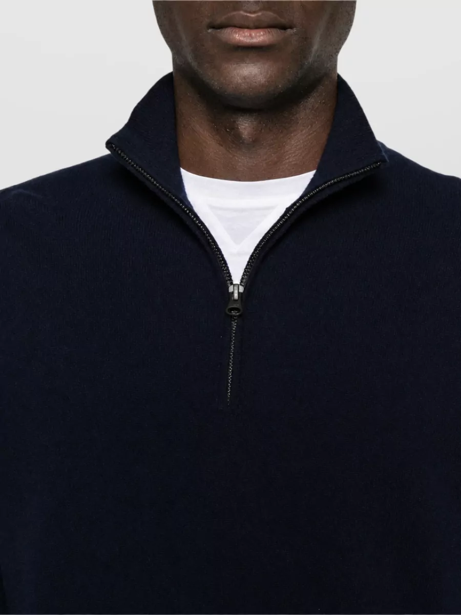 Lisa Yang Cashmere Half-Zip Ribbed-Trim Sweater