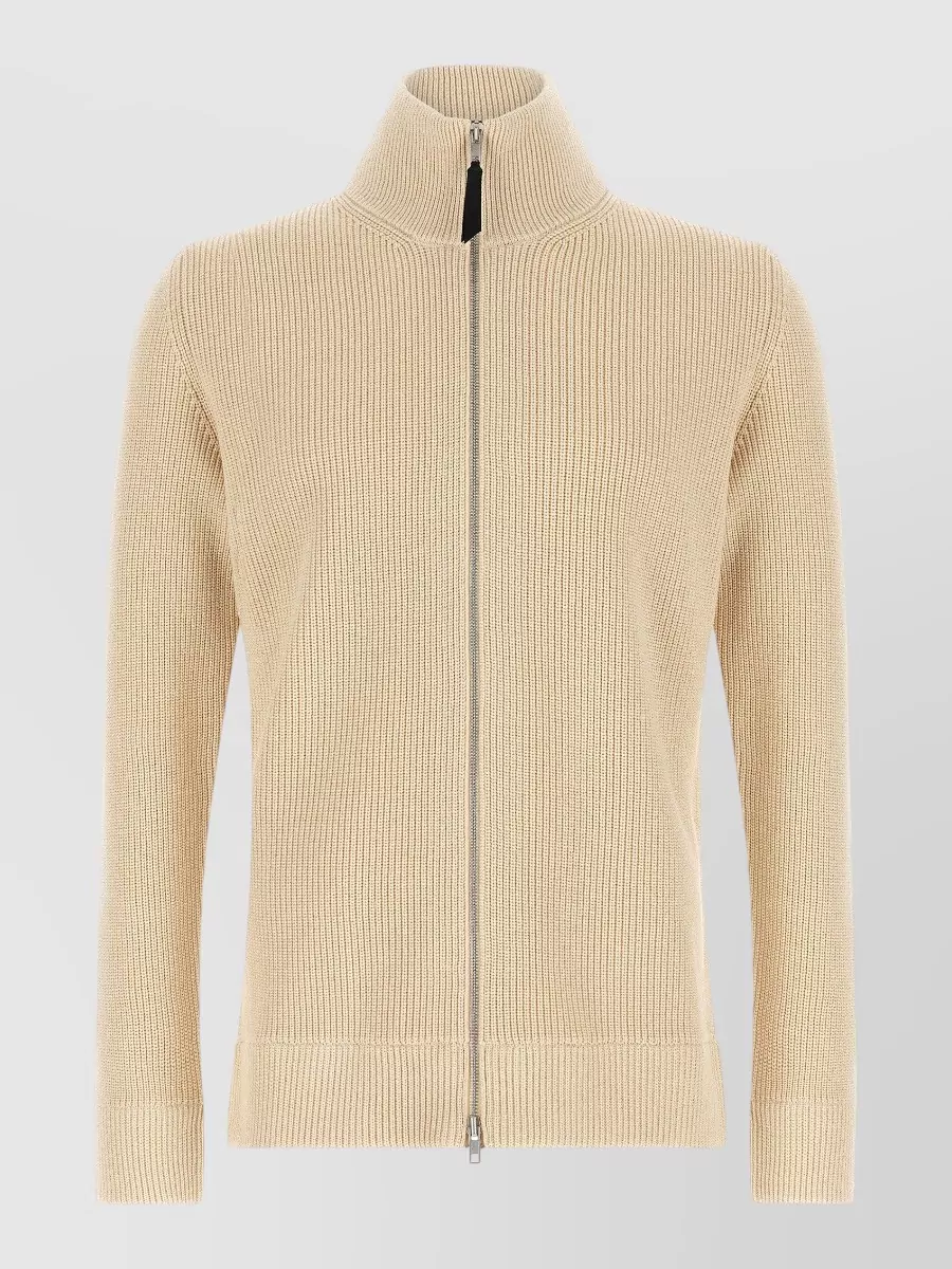 Maison Margiela Ribbed Wool Cotton Zip-Up Cardigan