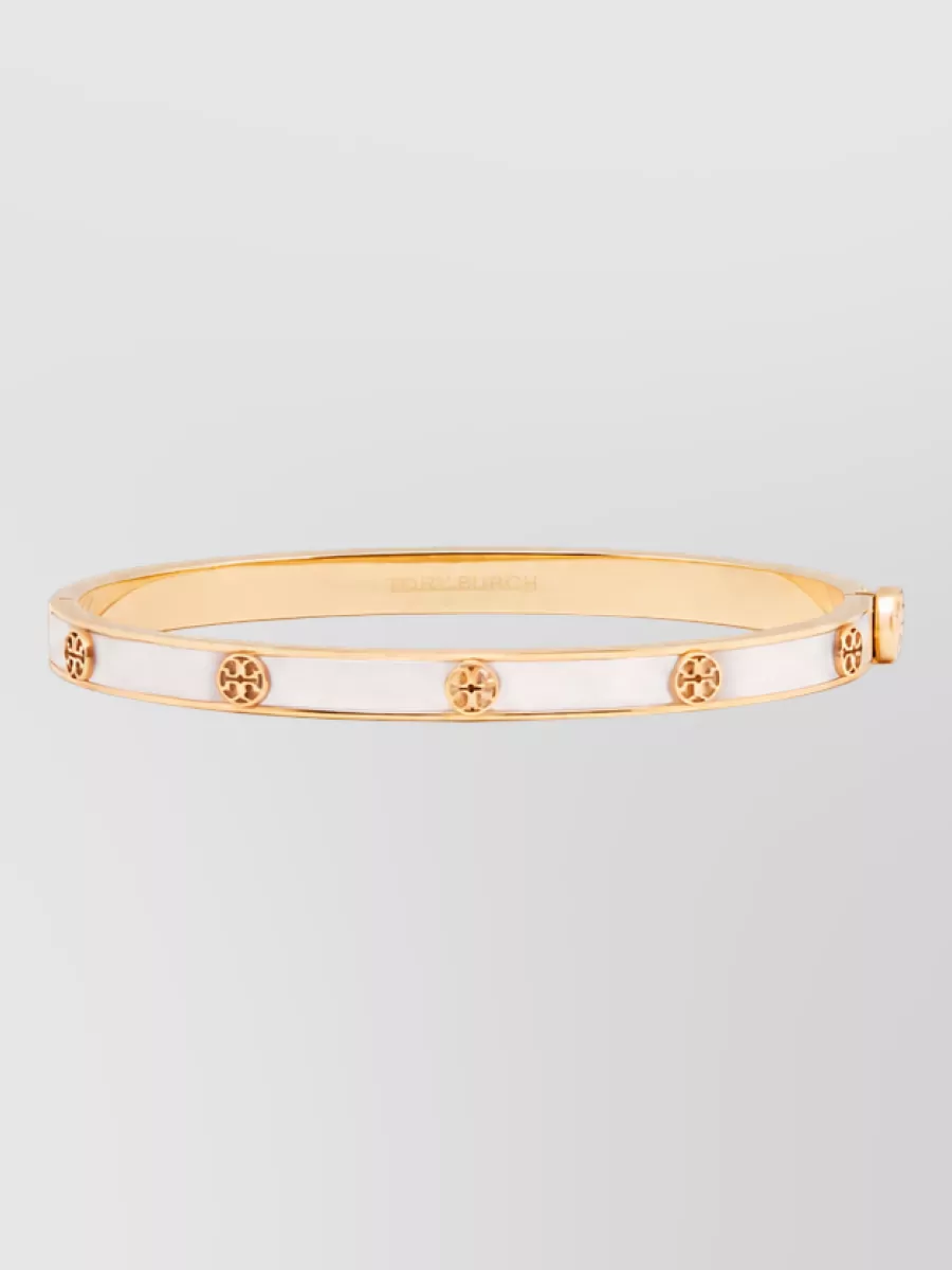 Tory Burch logo-embossed stainless steel bracelet