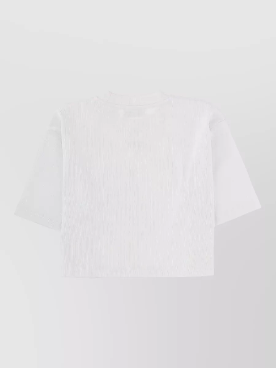 Off-White Cropped Ribbed Logo T Shirt Crewneck