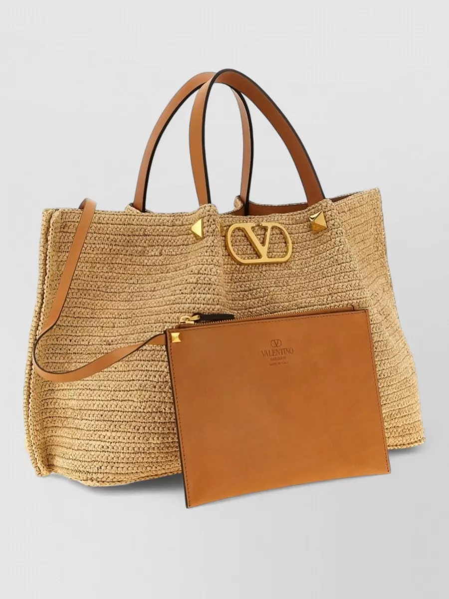 Valentino Garavani vlogo signature medium raffia beach bag