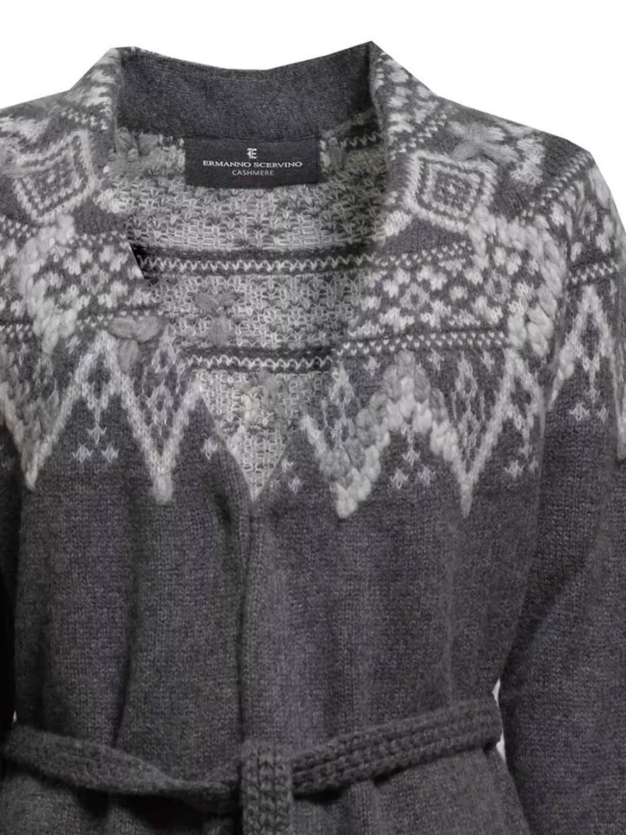 Ermanno Scervino Long Textured Knit Cardigan Belt