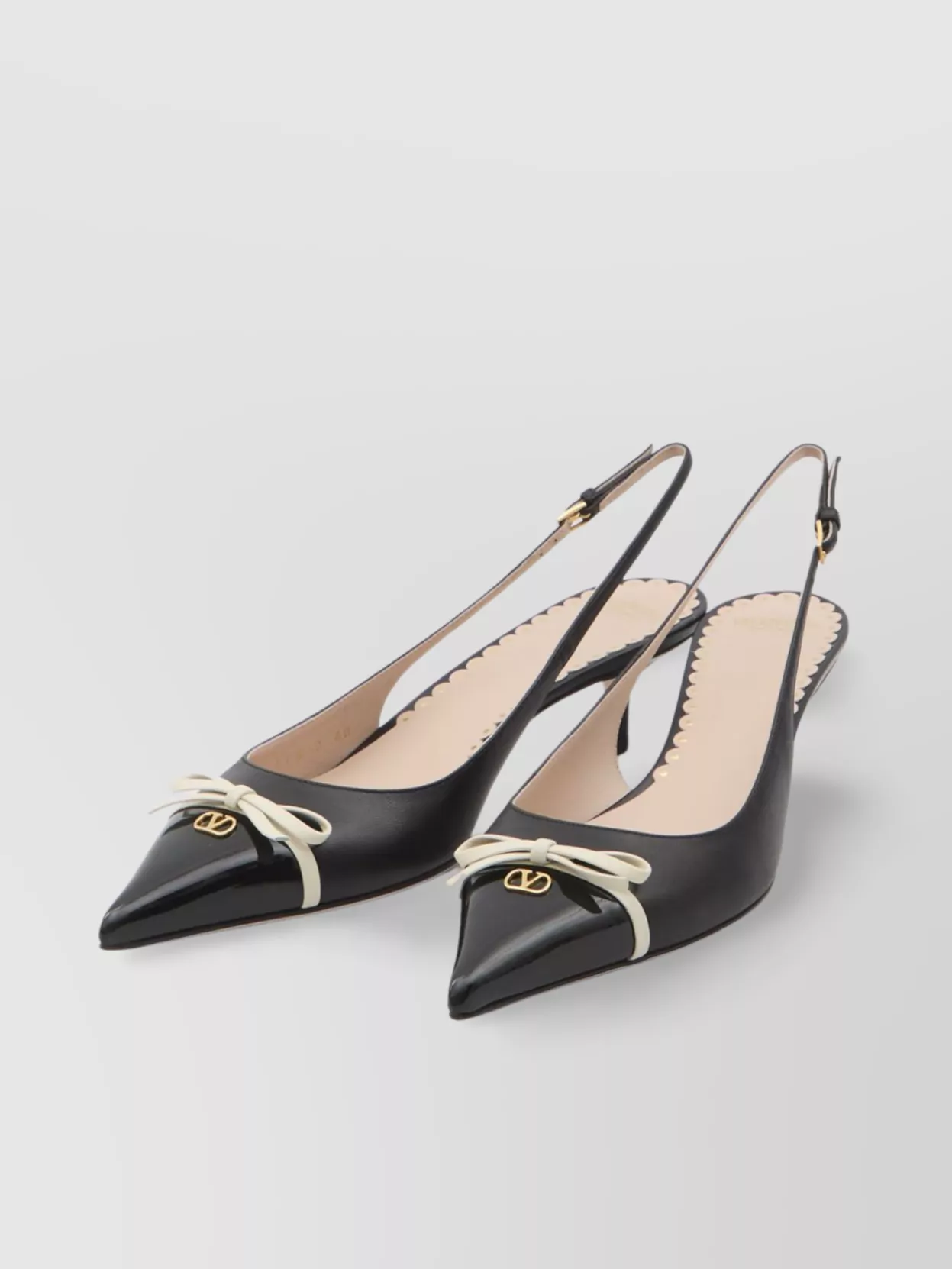 Valentino Bepointy 45 Bow-embellished Leather Slingback Pumps In Neutral