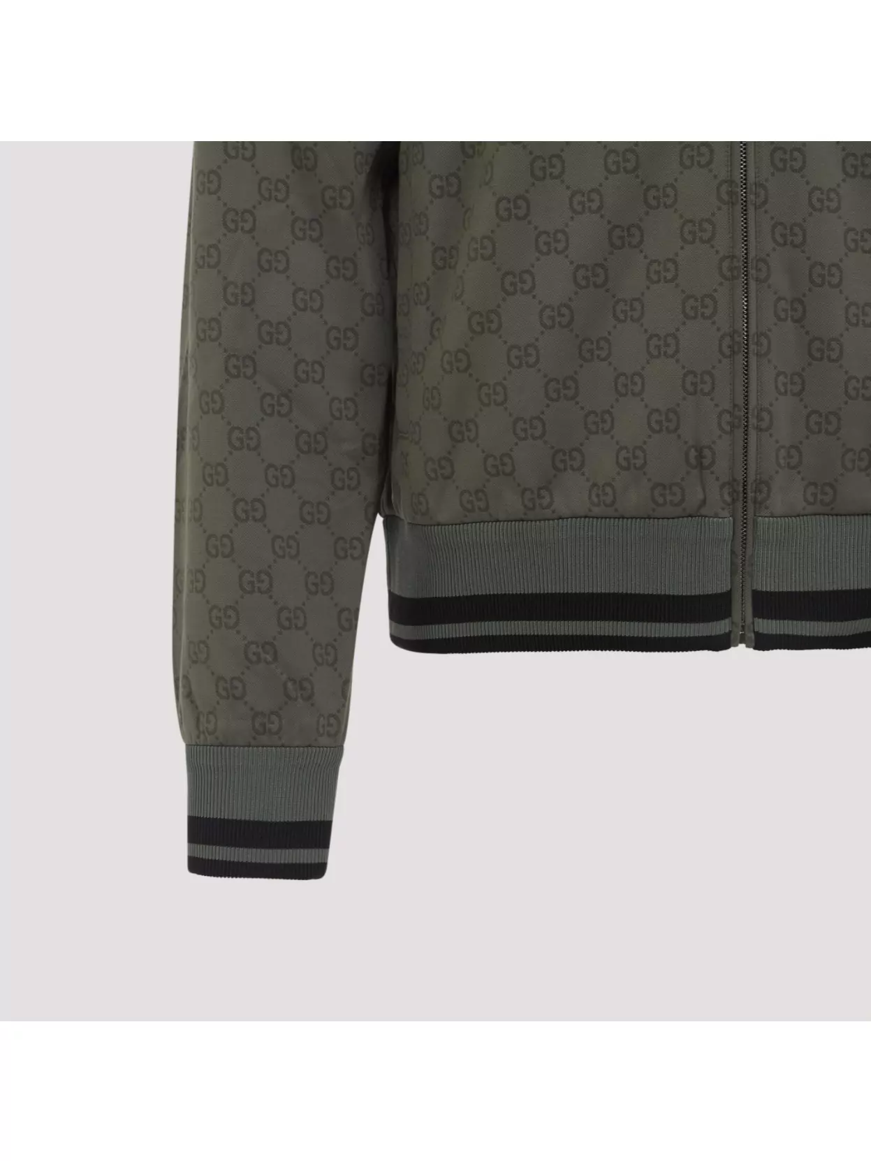 Gucci Mens New Forest Green Monogram-print Striped-trims Woven Jacket Xl In Green