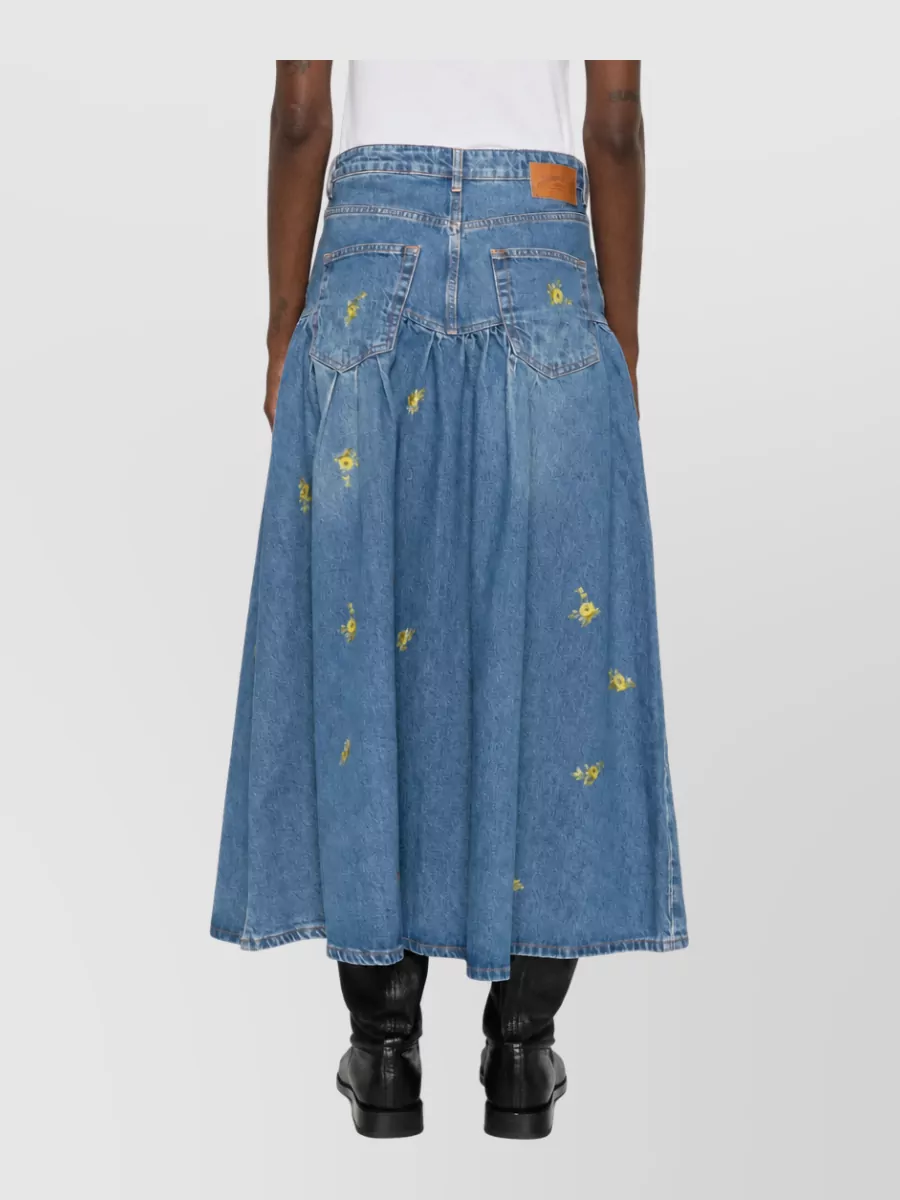 Ganni Floral Print Denim Maxi Skirt