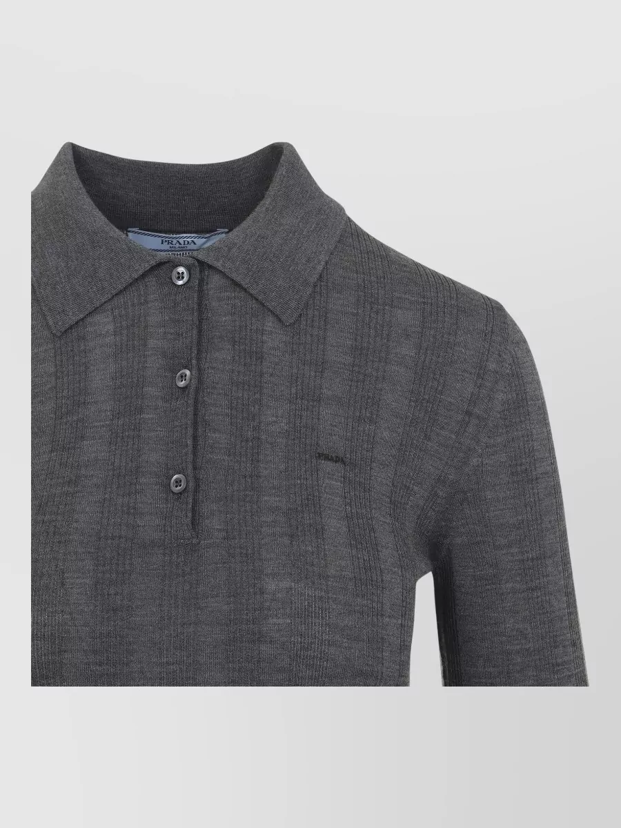 Prada Fine-Knit Wool Polo Shirt