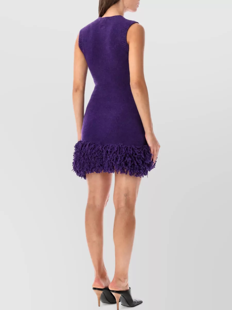 Loewe Sleeveless Asymmetric Fringed Knitted Dress