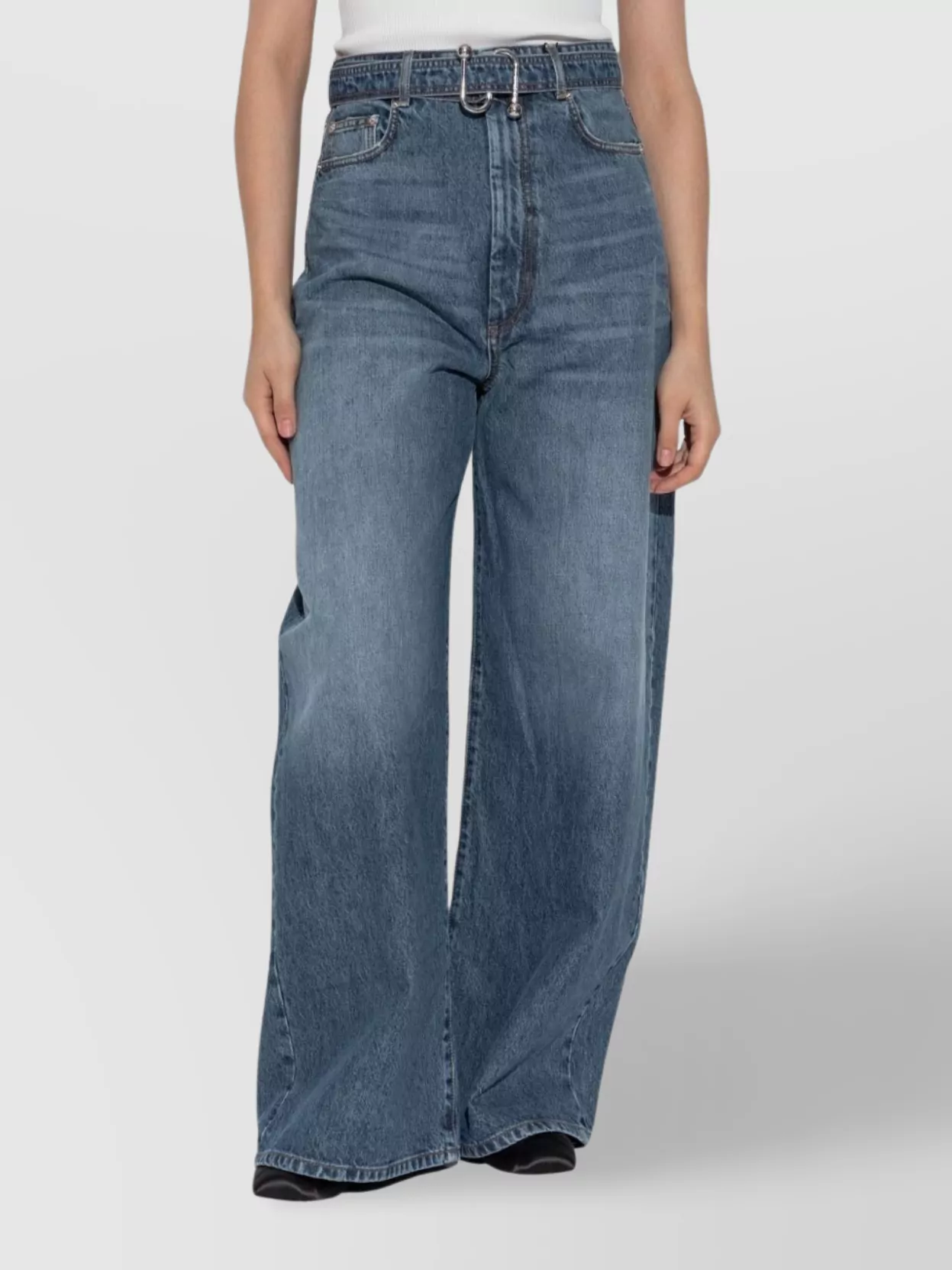 Sportmax High-rise Wide-leg Denim Trousers With Belt Loops In Blue