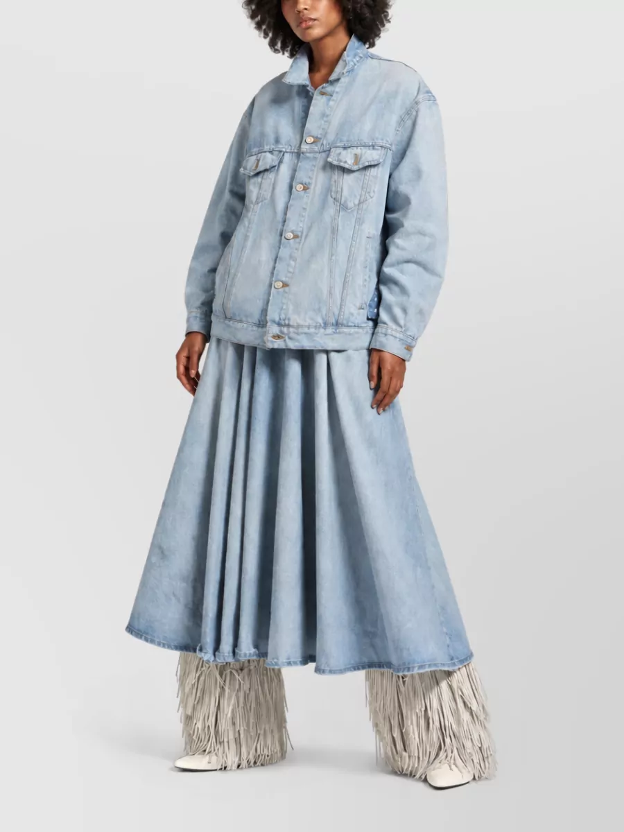 Balenciaga Long Denim Skirt High Waist Flared