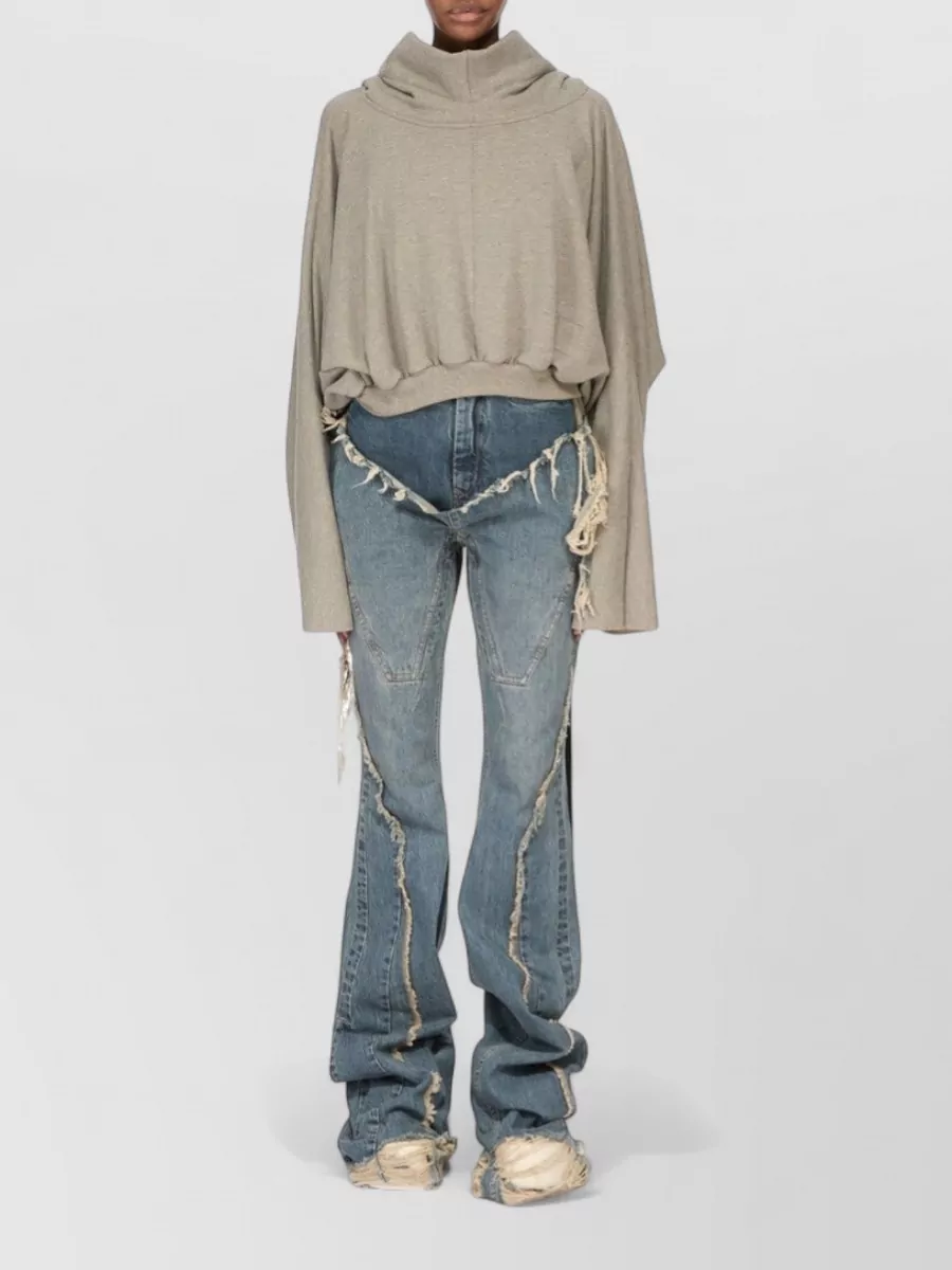 Rick Owens Drkshdw Denim Wide-Leg Flared Cargo Trousers