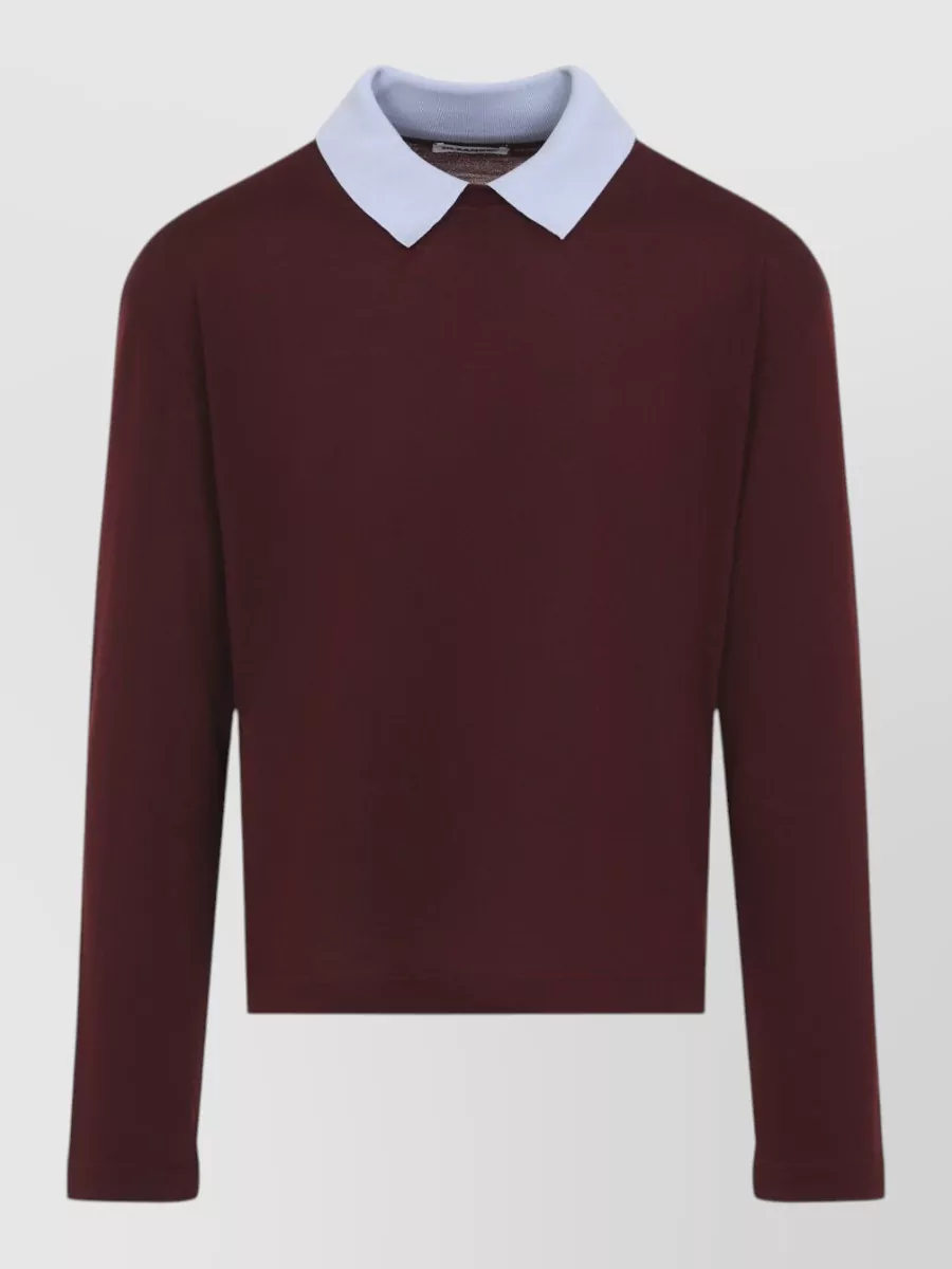 Jil Sander Wool Knit Long-Sleeve Polo Shirt