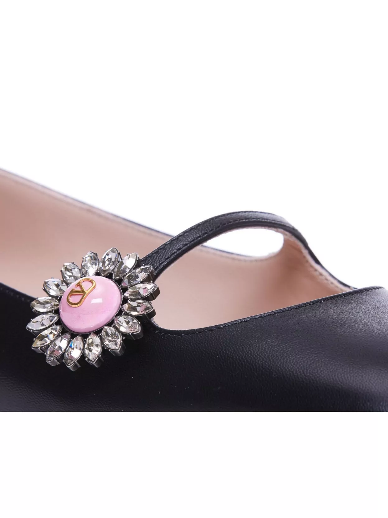 Shop Valentino Crystal Embellished Ballerina Shoes