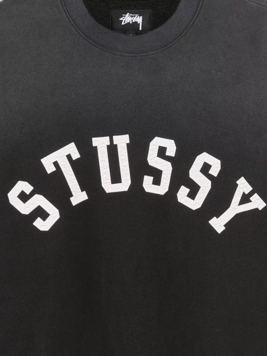 Stüssy Cotton Logo Print Crew Neck Long Sleeve Sweatshirt