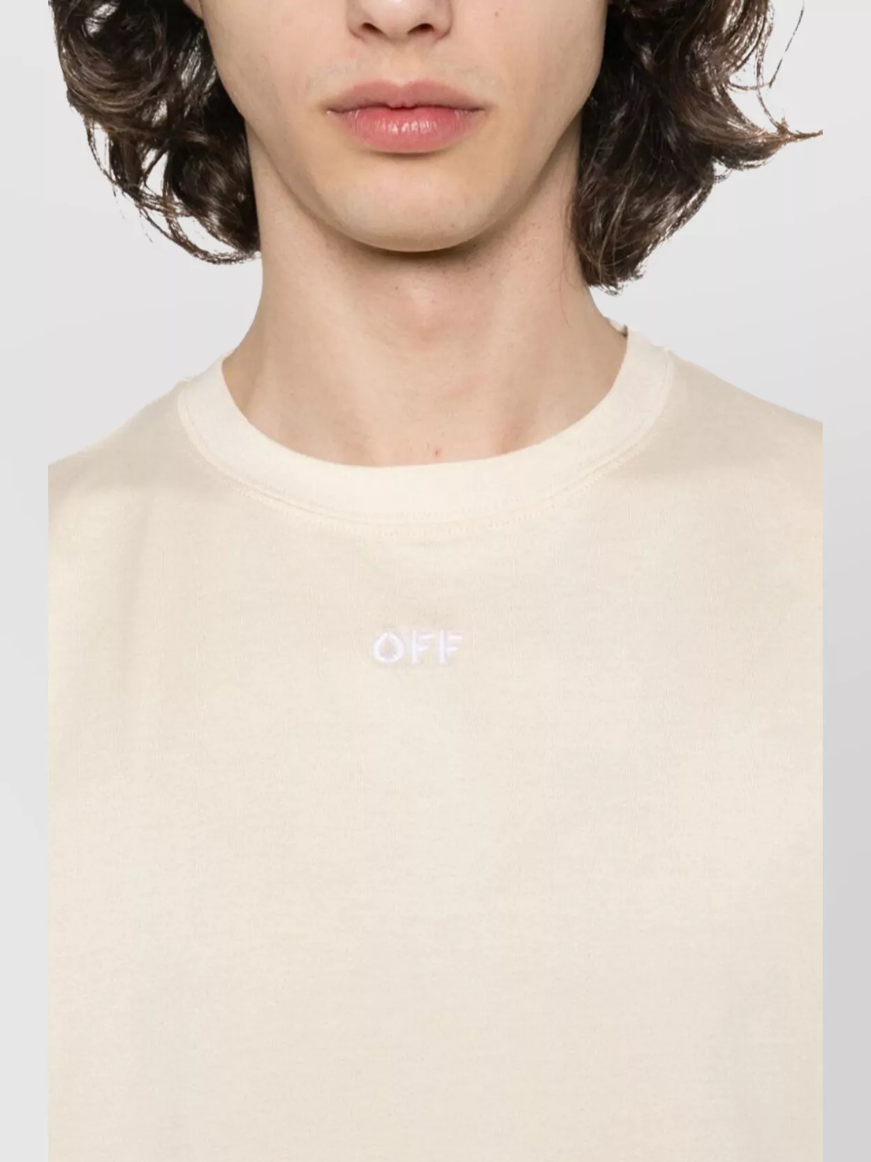 Off-White Crew Neck Soft Fabric T-Shirt