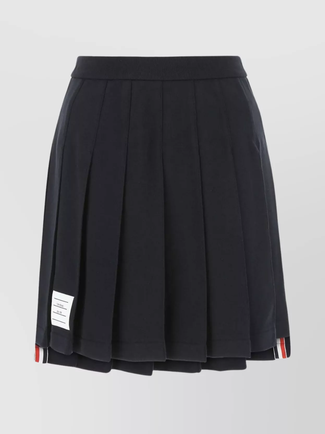 Thom Browne Mini Skirt With Pleated Design And Contrast Stripe Detail In Black