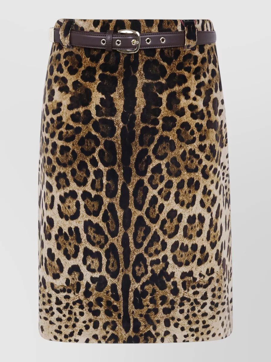 S Max Mara leopard velvet a line skirt