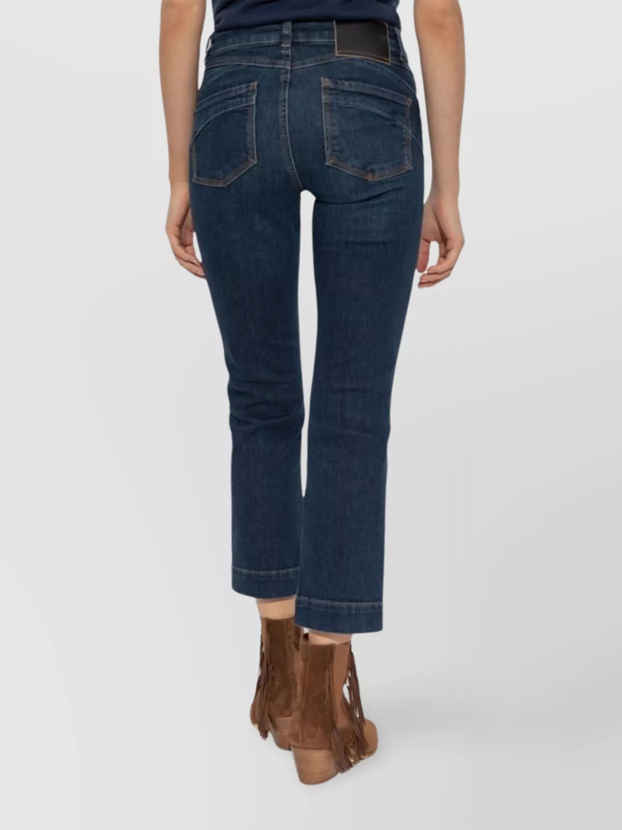 Shop Sportmax Cropped Straight Trousers Contrast Stitching