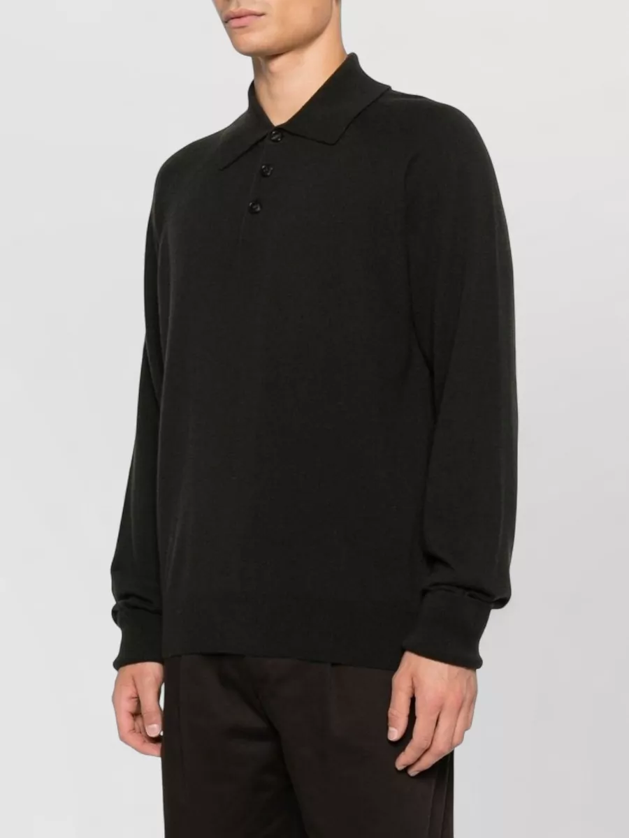 Paul Smith Fine Knit Long Sleeve Polo Sweater