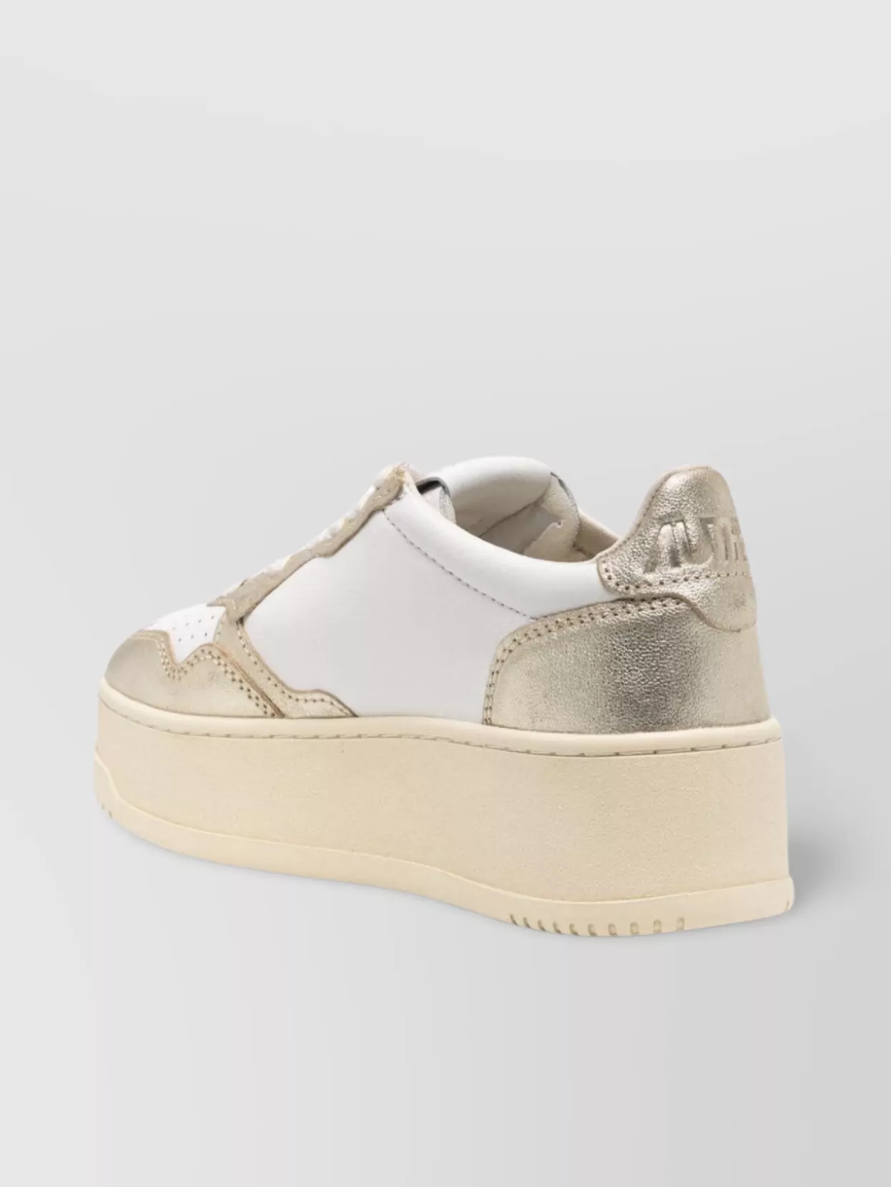 Autry Low Top Leather Sneakers With Metallic Panels In Gold