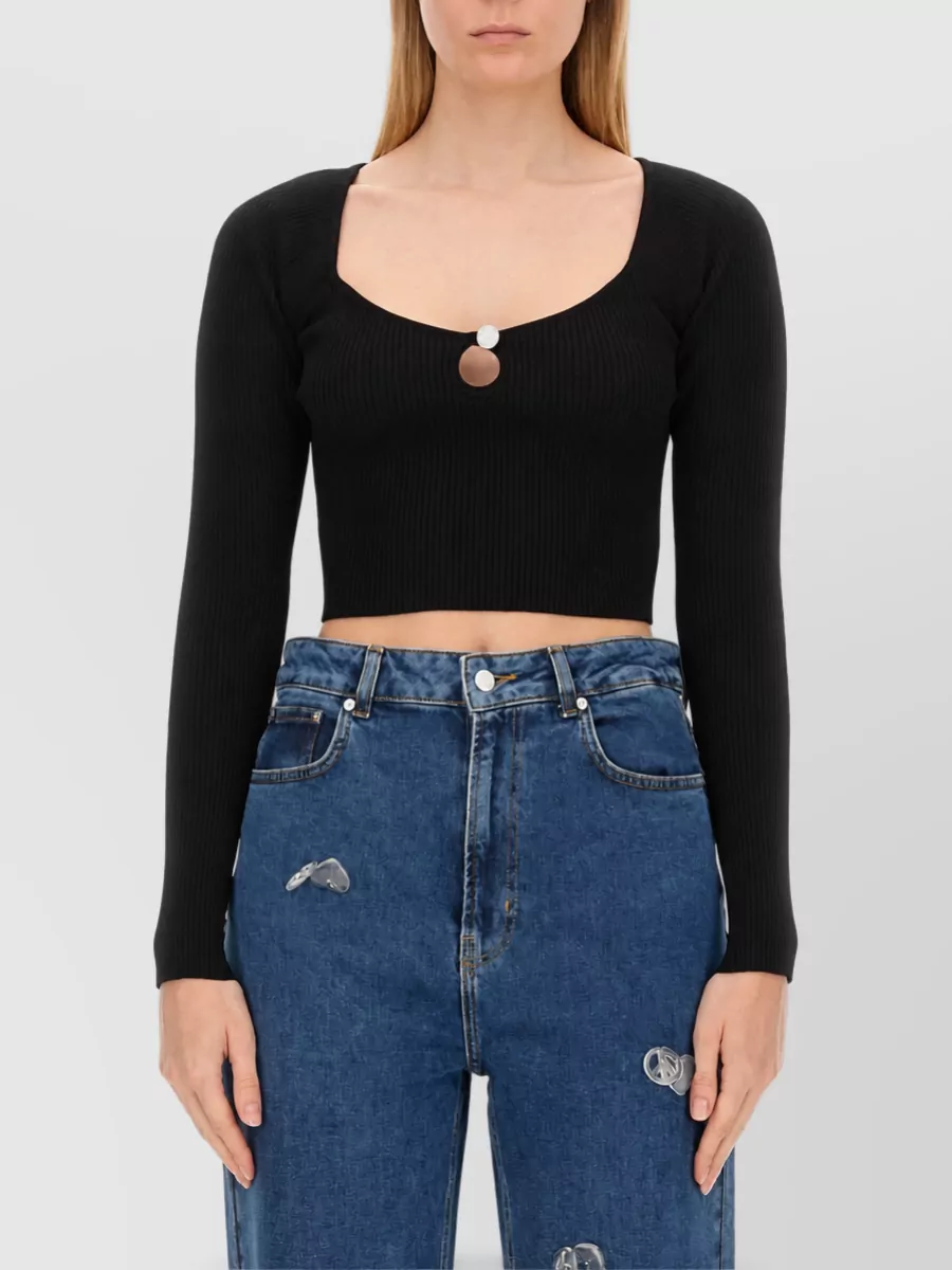 Moschino ribbed cropped knitted top