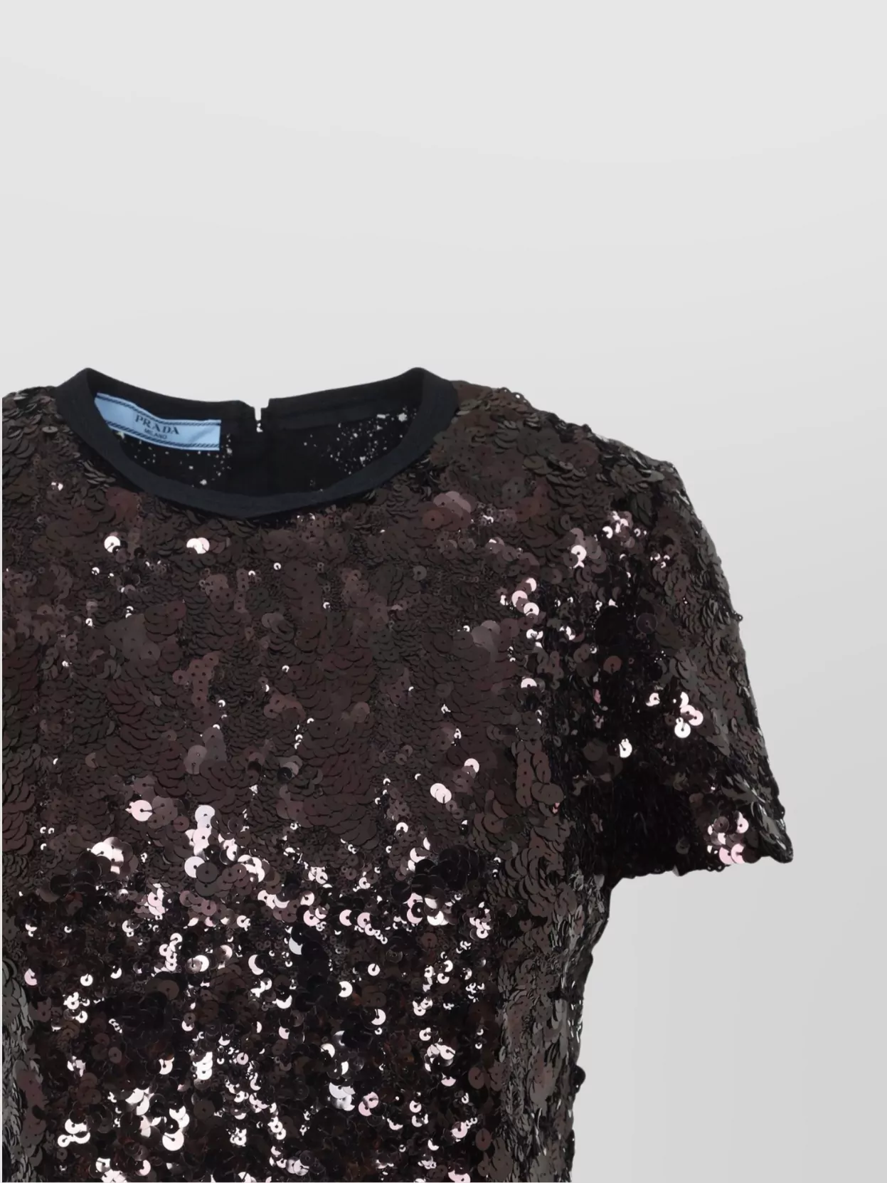 Prada Plum Sequined Back Tie T-Shirt