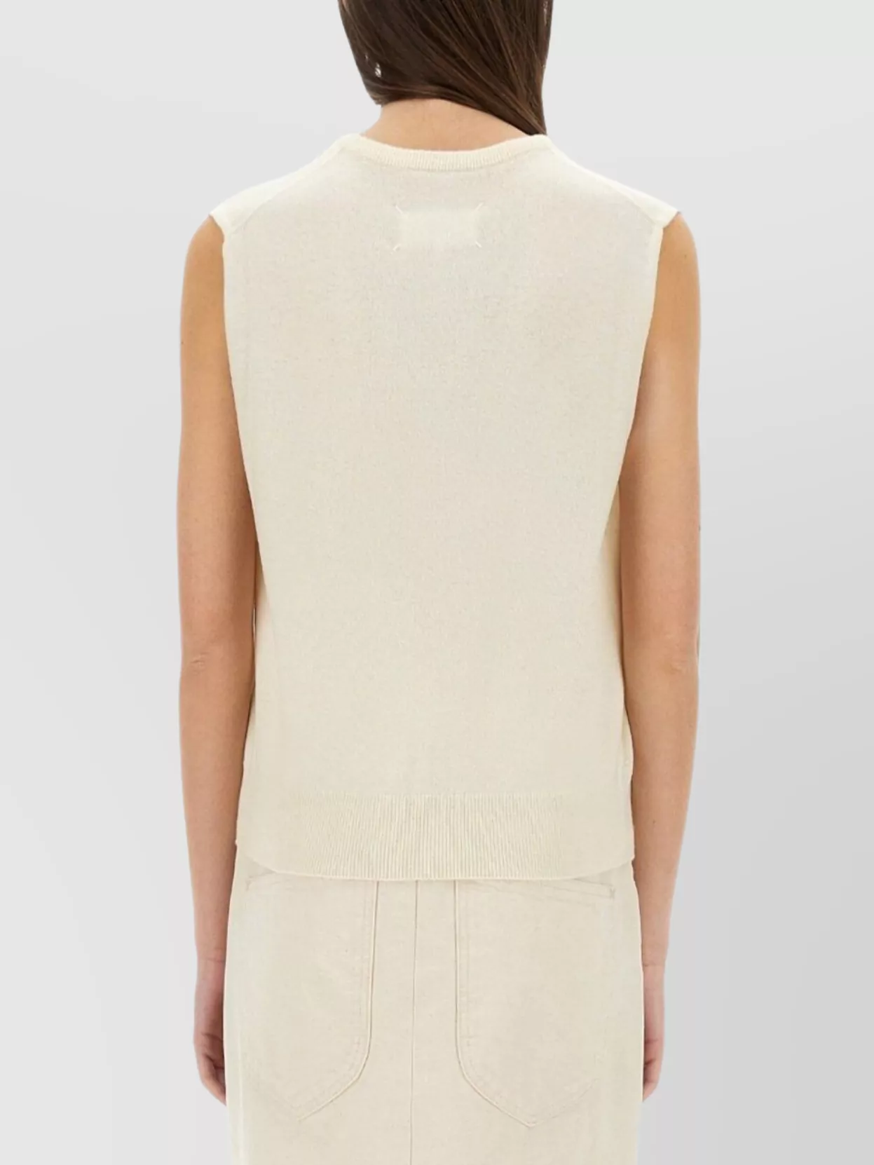 Maison Margiela Wool V-Neck Sleeveless Ribbed Hem Vest