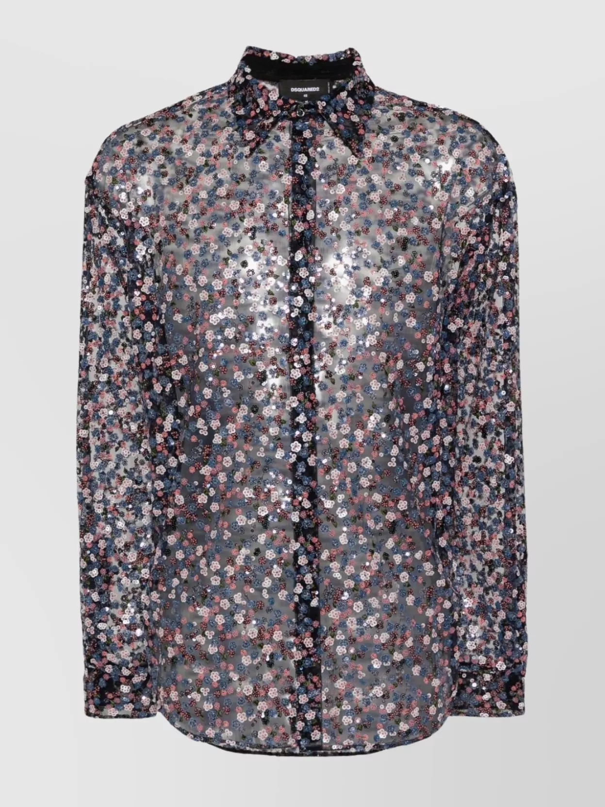 Shop Dsquared2 Embroidered Floral Sequin Shirt