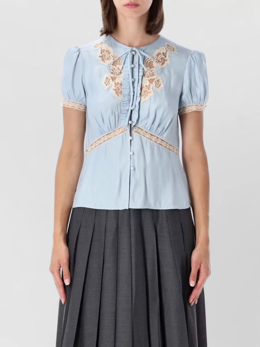 Self-Portrait lace tie-neck ruffled blouse