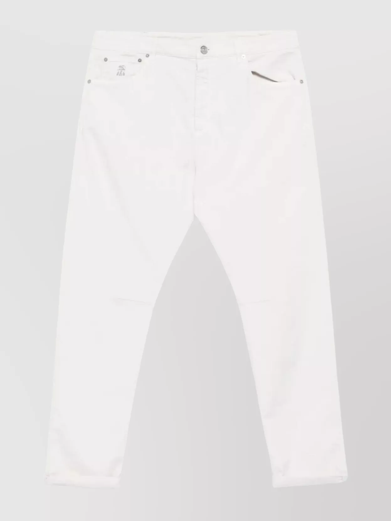 Brunello Cucinelli Denim Trousers With Belt Loops And Rolled Cuffs