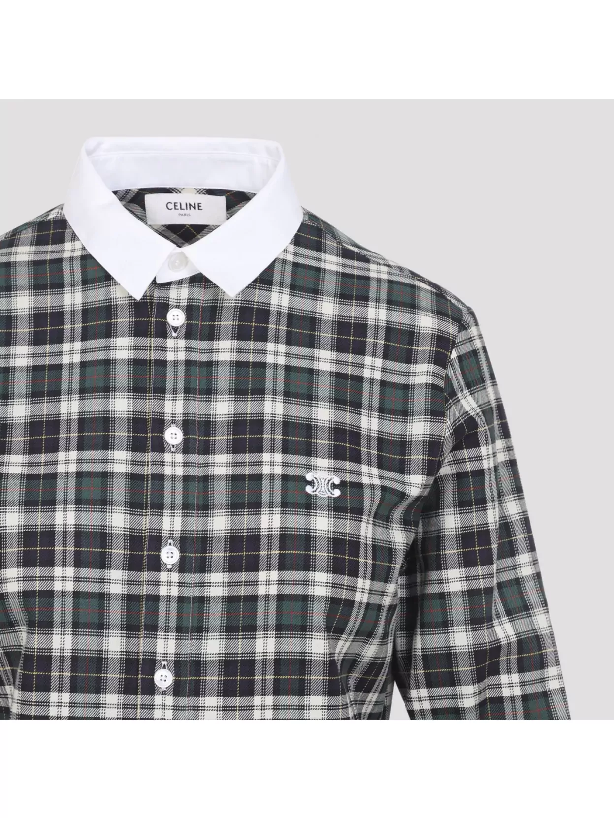 Celine Long Sleeve Checked Shirt Collared Neck