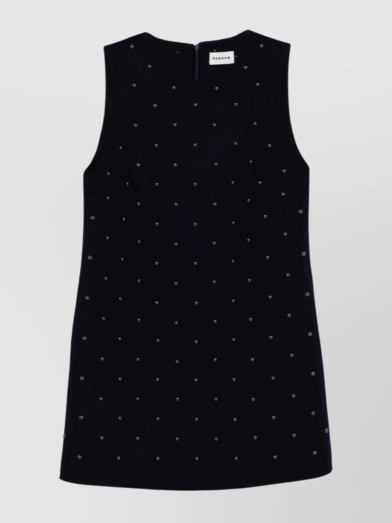 Parosh Studded Crew Neck Mini Dress With Brushed Finish