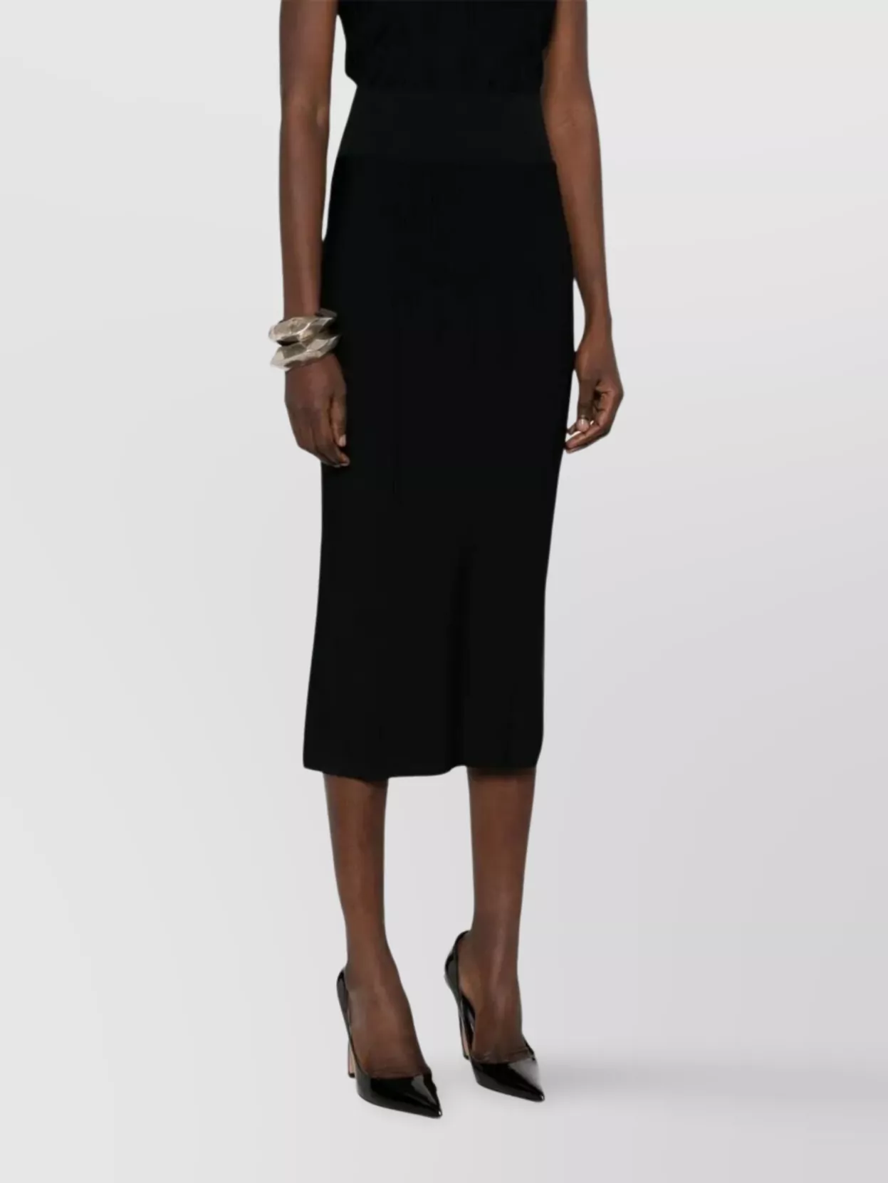 Mugler Ribbed Strapless Fitted Midi Dress