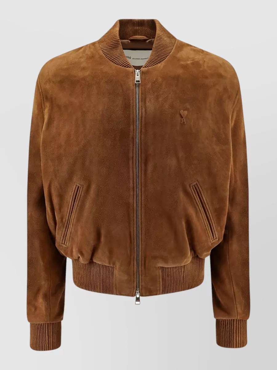 Ami Paris suede leather zipped jacket