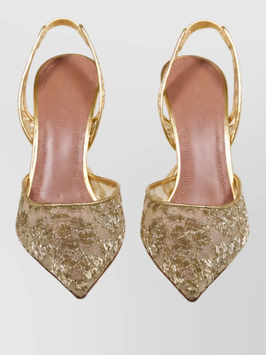 Amina Muaddi Lace Slingback Mules