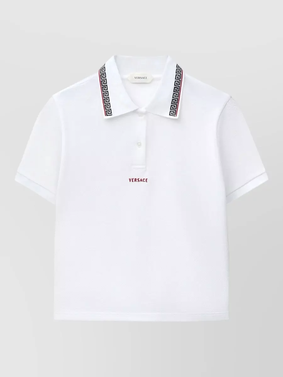 Versace cotton piqué logo-embroidered polo shirt