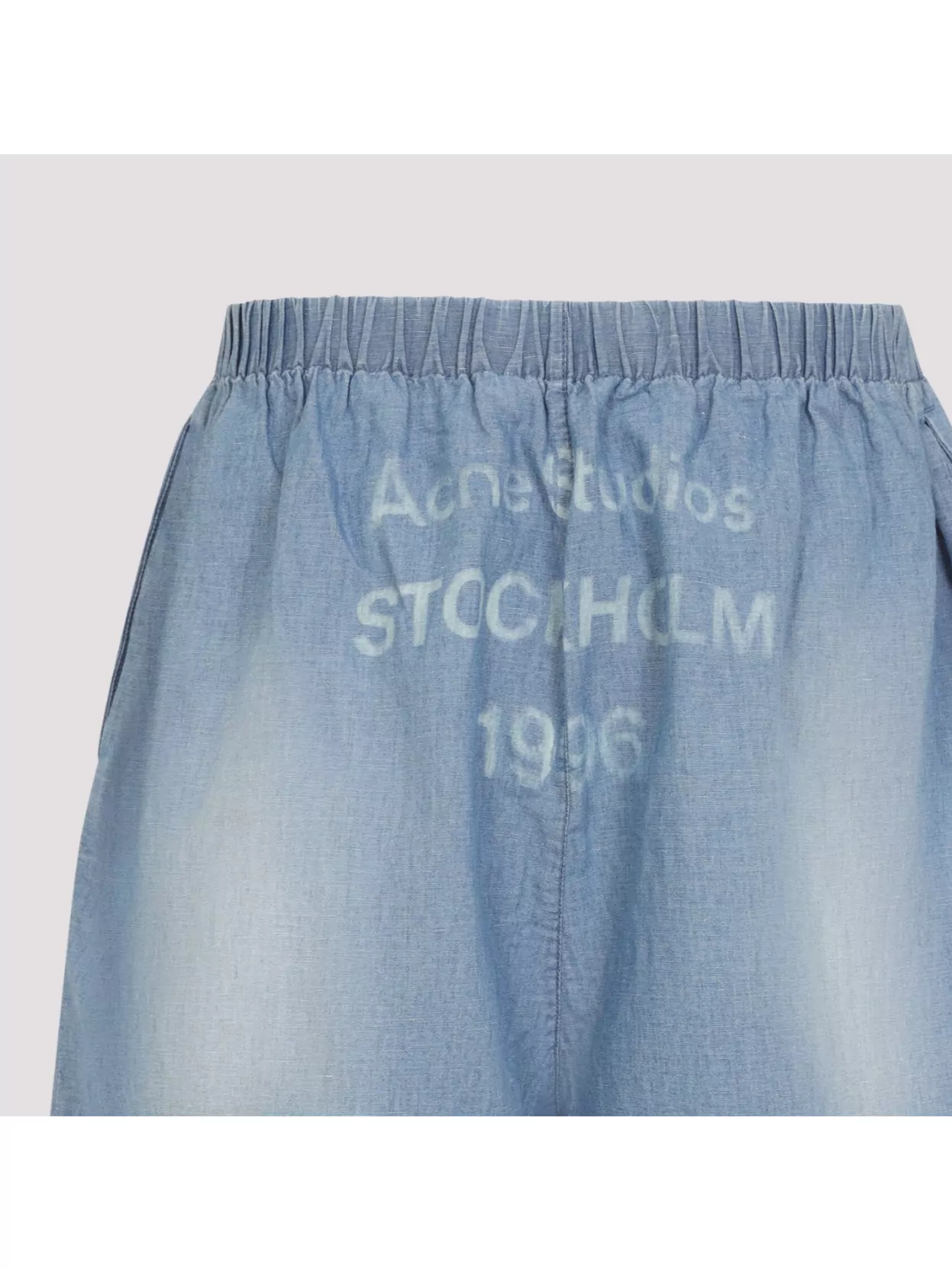 Shop Acne Studios Cotton Linen Blend Elastic Waistband Shorts