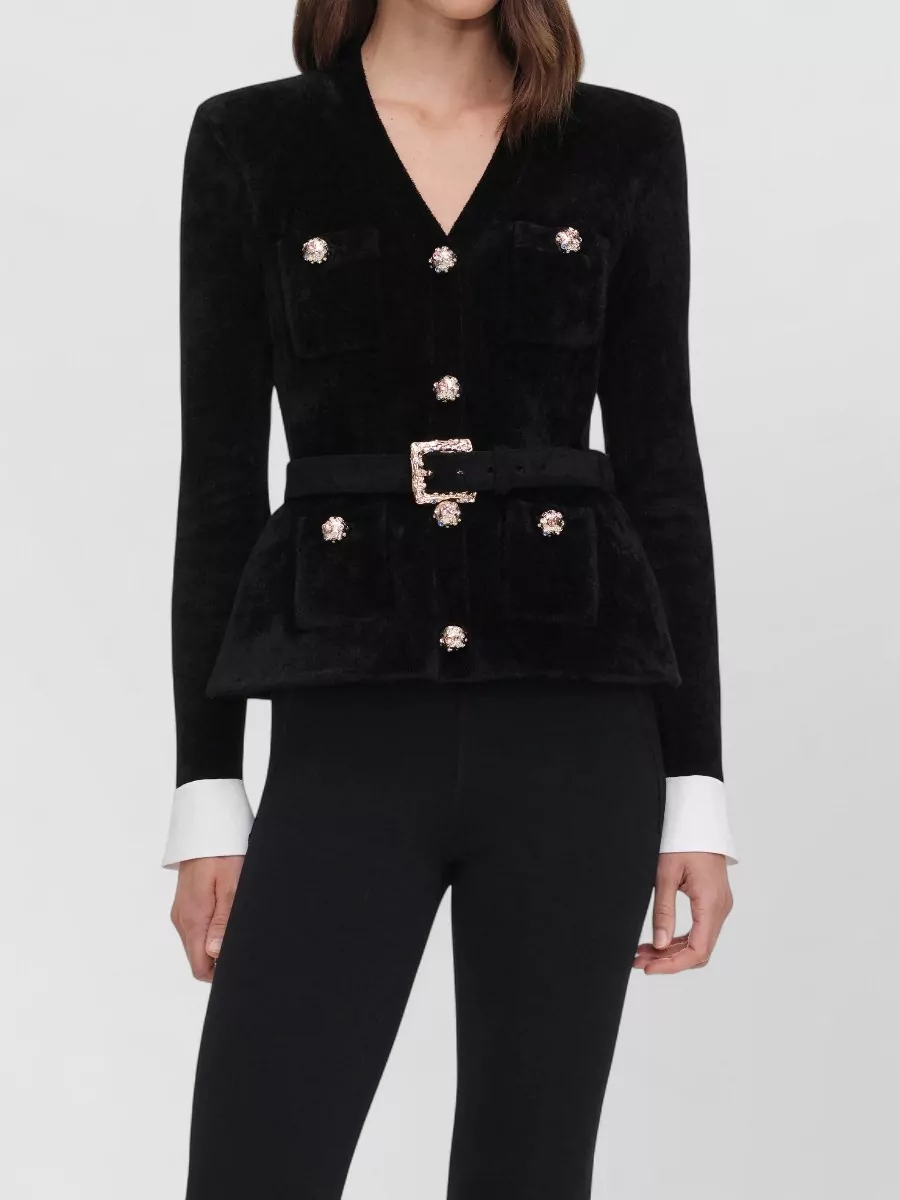 Self-Portrait Chenille knit fitted jacket