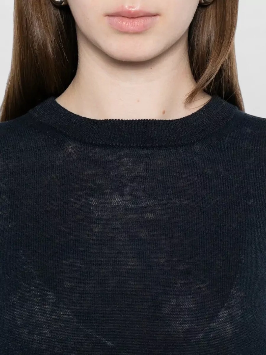 S Max Mara Linen Ribbed Crew-Neck Jumper